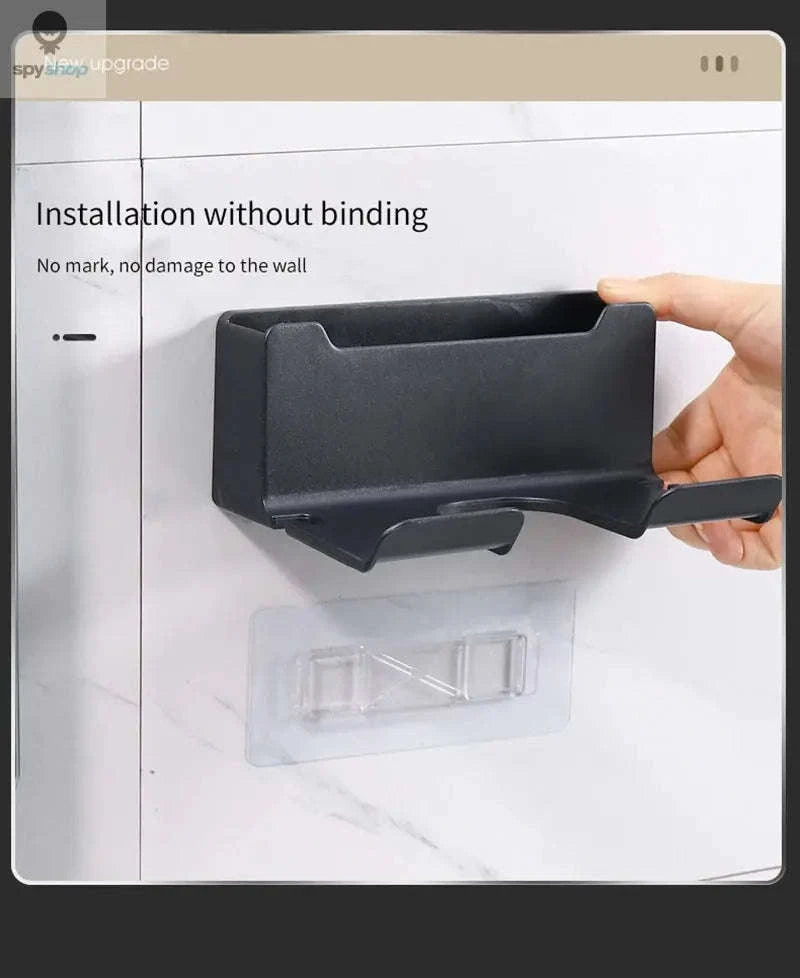 Wall Mounted Hair Dryer Holder – Space-Saving Bathroom Organizer-B-Black-2pcs
