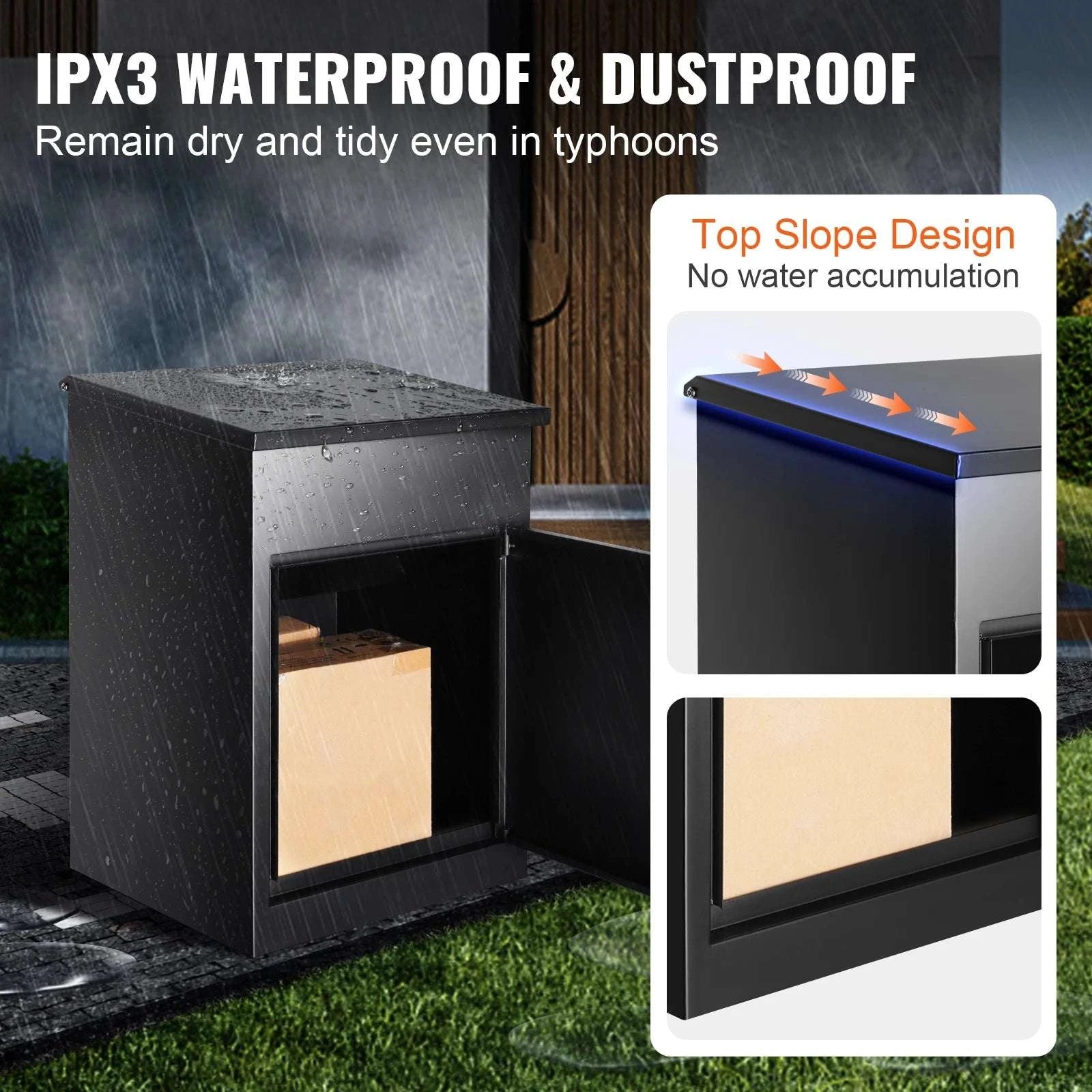 Wall Mounted Locking Package Mailbox Waterproof Anti-Theft Box-42in / UNITED KINGDOM