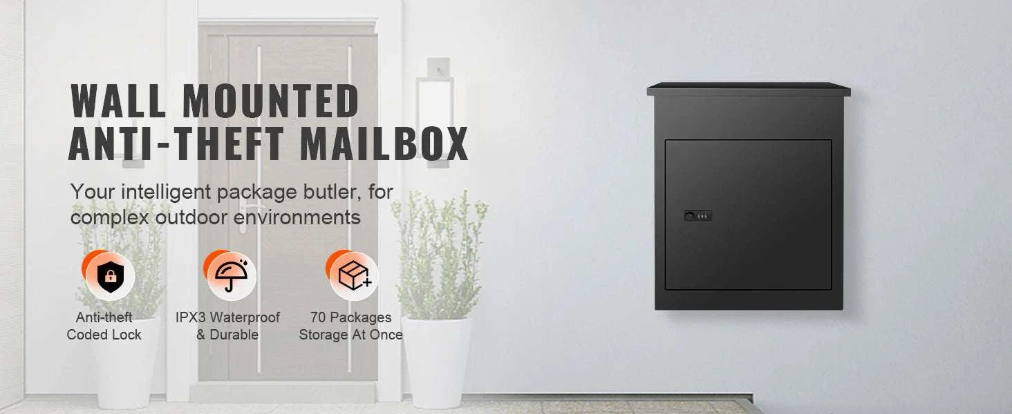 Wall Mounted Locking Package Mailbox Waterproof Anti-Theft Box-42in / UNITED KINGDOM