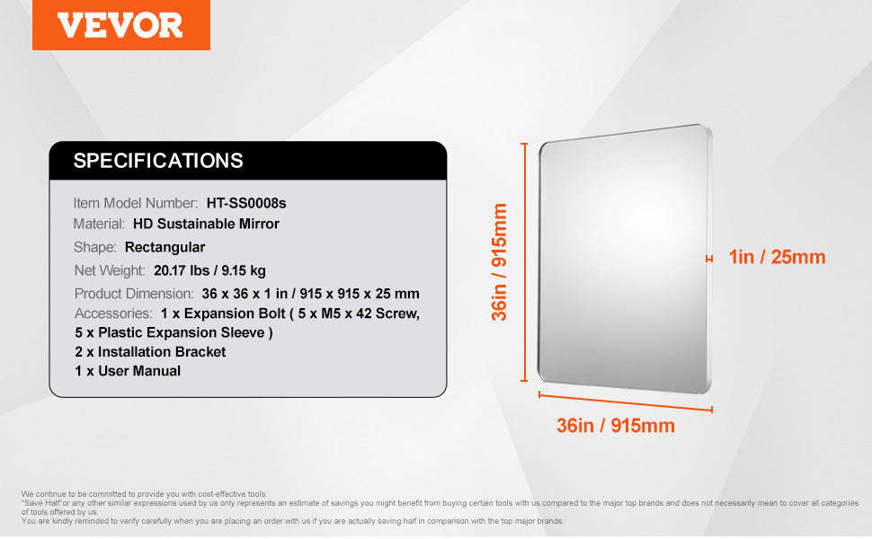 Wall Mounted Makeup Mirror with Aluminum Alloy Frame and Shatter-Resistant Film-28x60inch Black / United States