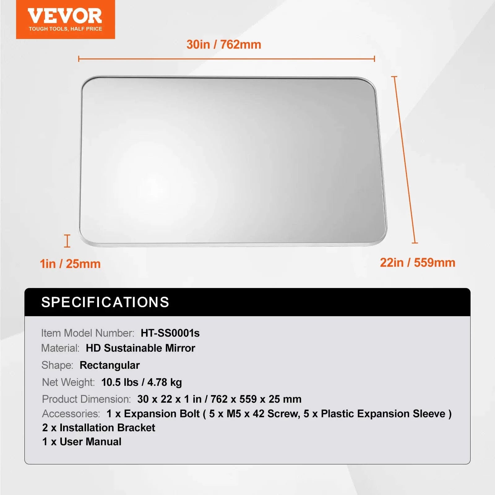 Wall Mounted Makeup Mirror with Aluminum Alloy Frame and Shatter-Resistant Film-28x60inch Black / United States