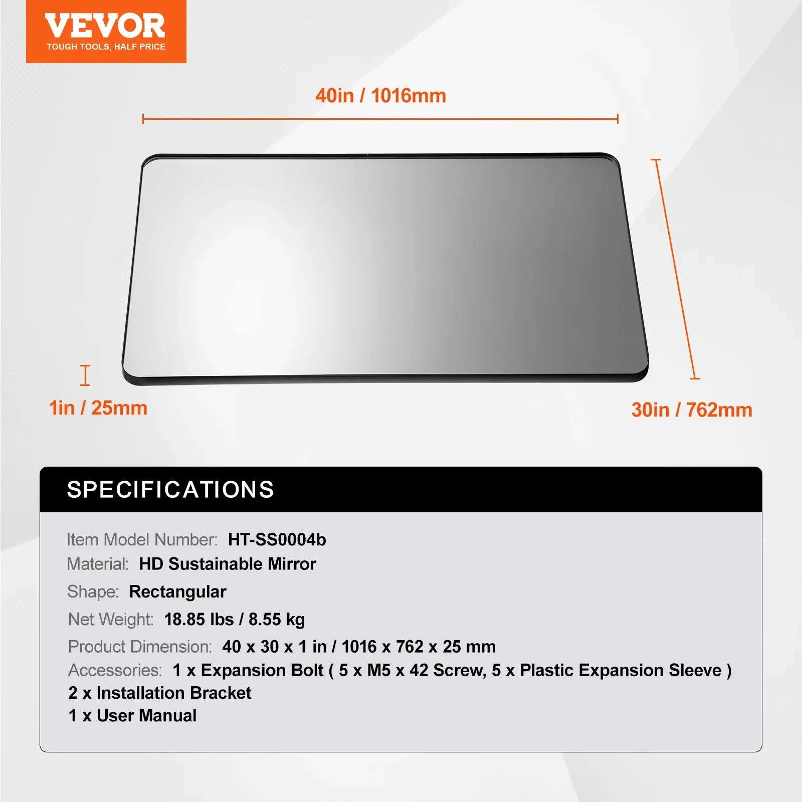 Wall Mounted Makeup Mirror with Aluminum Alloy Frame and Shatter-Resistant Film-28x60inch Black / United States