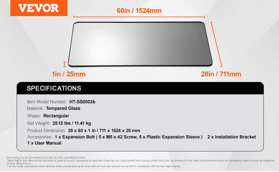 Wall Mounted Makeup Mirror with Aluminum Alloy Frame and Shatter-Resistant Film-28x60inch Black / United States