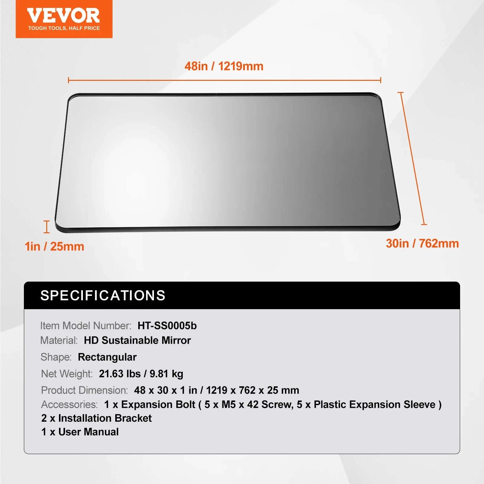 Wall Mounted Makeup Mirror with Aluminum Alloy Frame and Shatter-Resistant Film-28x60inch Black / United States