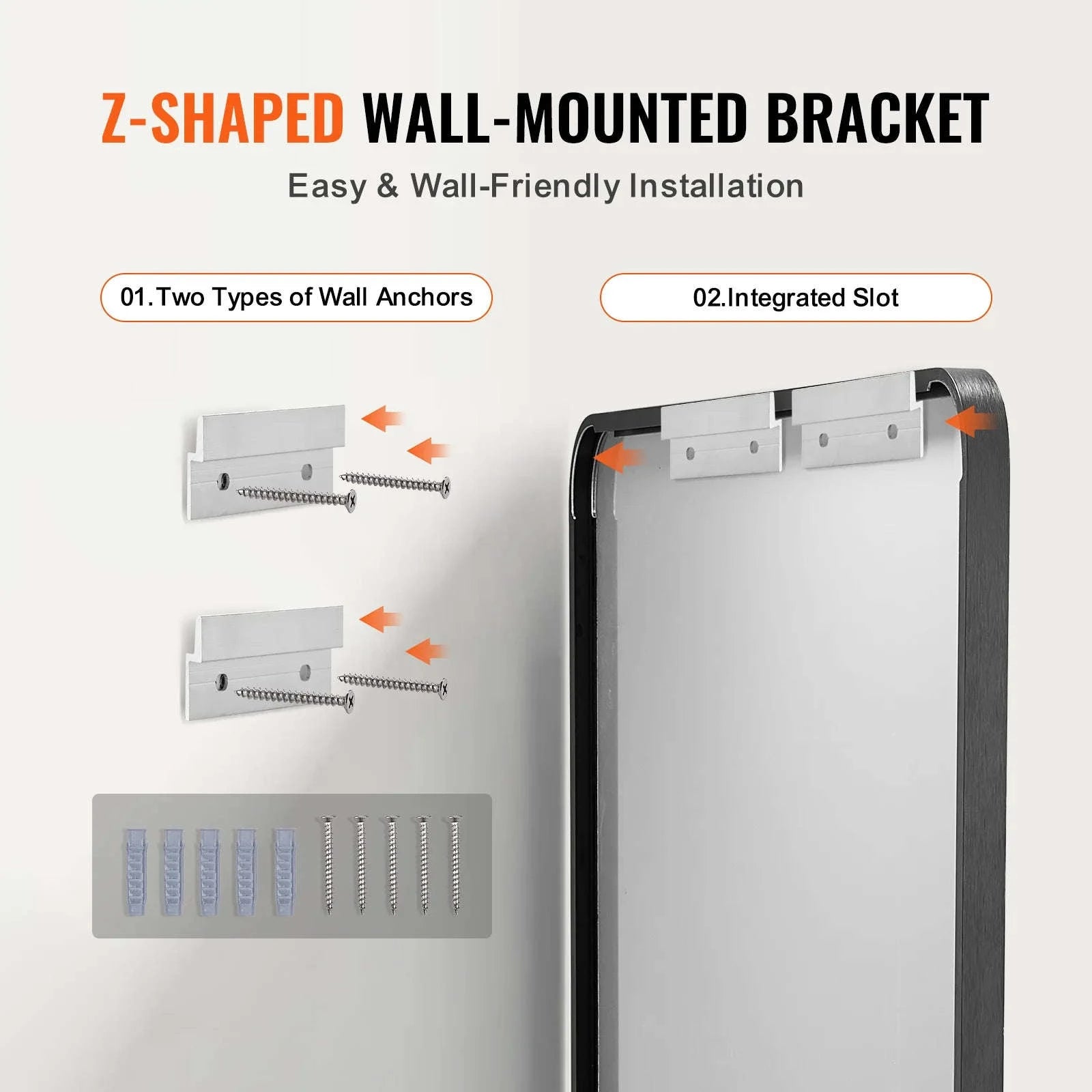 Wall Mounted Makeup Mirror with Aluminum Alloy Frame and Shatter-Resistant Film-28x60inch Black / United States
