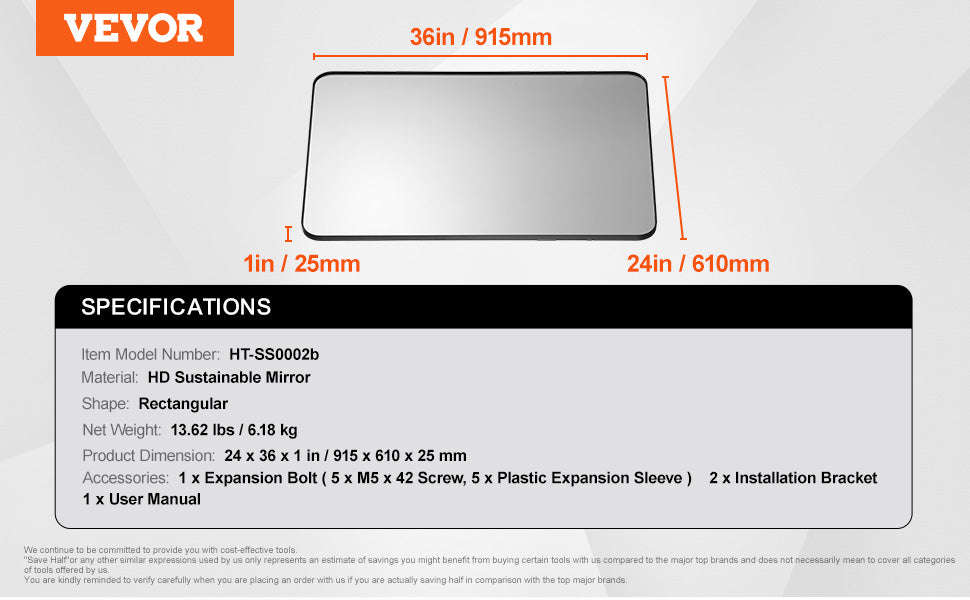 Wall Mounted Makeup Mirror with Aluminum Alloy Frame and Shatter-Resistant Film-28x60inch Black / United States