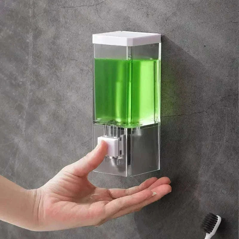 Wall-Mounted Manual Soap Dispenser Transparent No-Drill Design-transparent