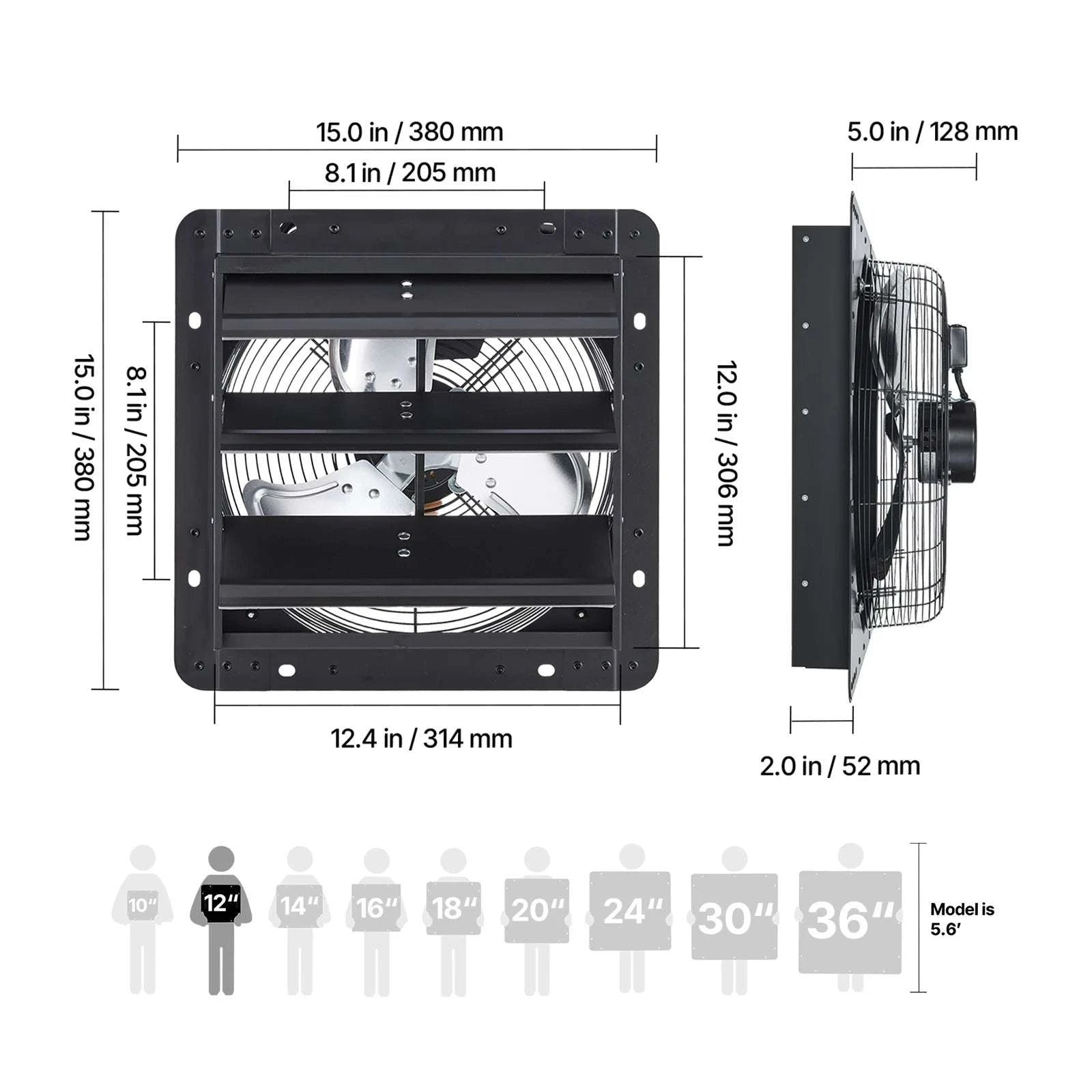 Wall Mounted Shutter Exhaust Fan with Speed Control for Attic-18inch / United States