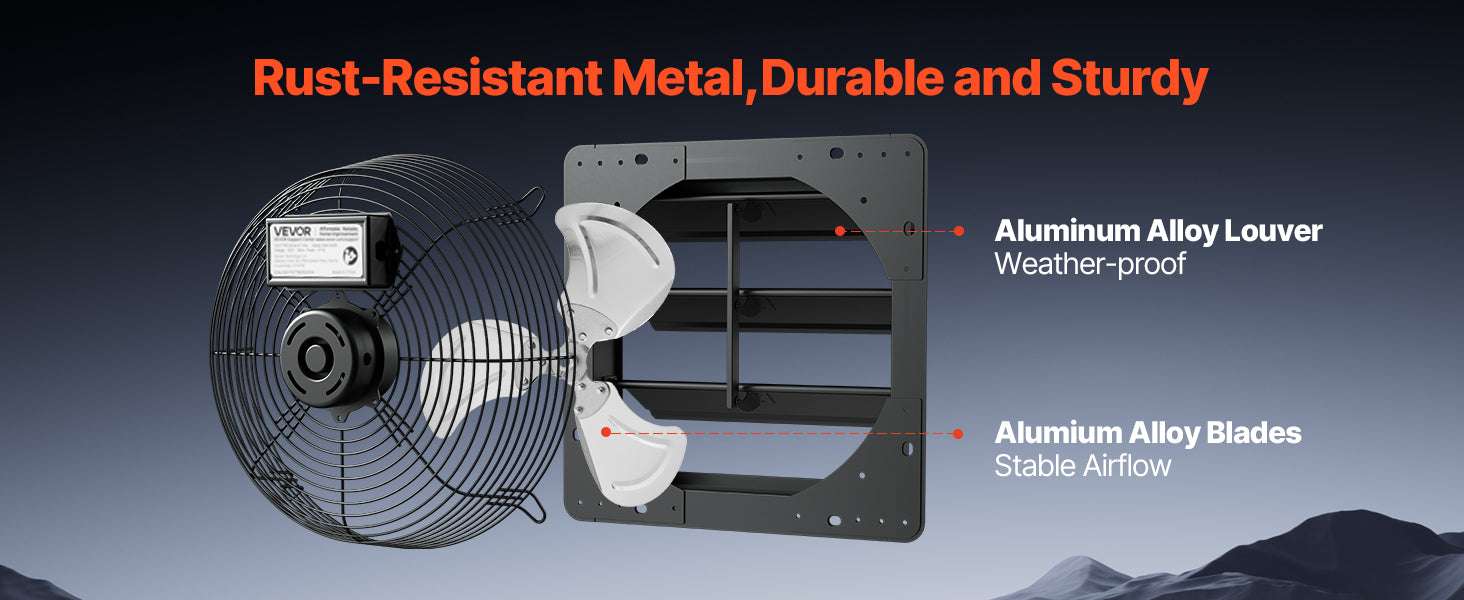 Wall Mounted Shutter Exhaust Fan with Speed Control for Attic-18inch / United States
