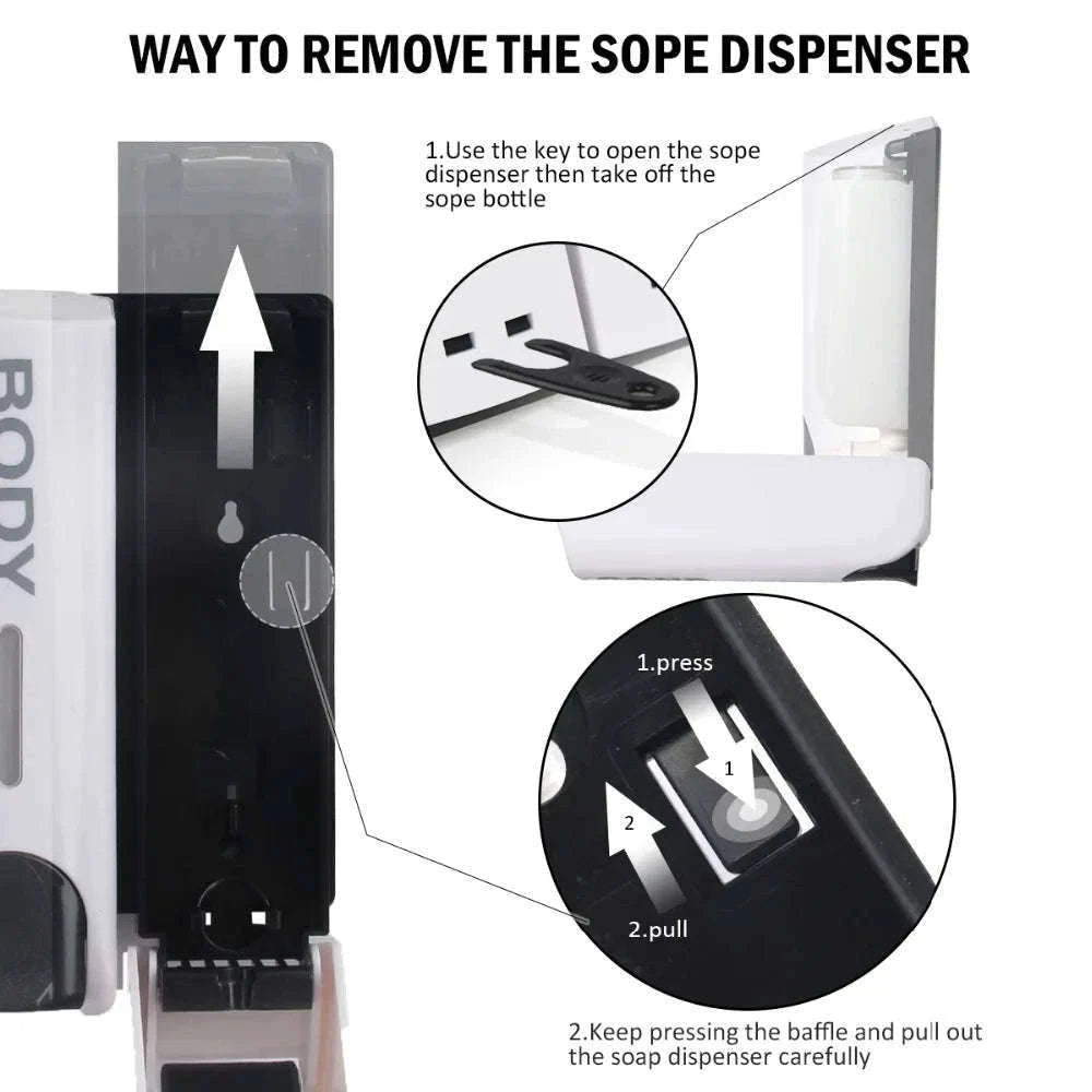 Wall-Mounted Soap Dispenser 350ml Single, Double or Triple-Siliver 3 / China Mainland