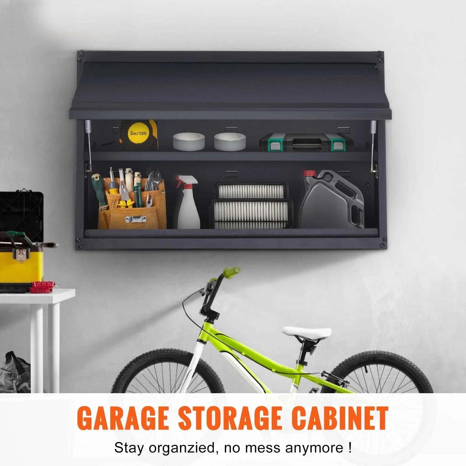 Wall-Mounted Steel Garage Storage Cabinet with Adjustable Shelf-120 lbs / france