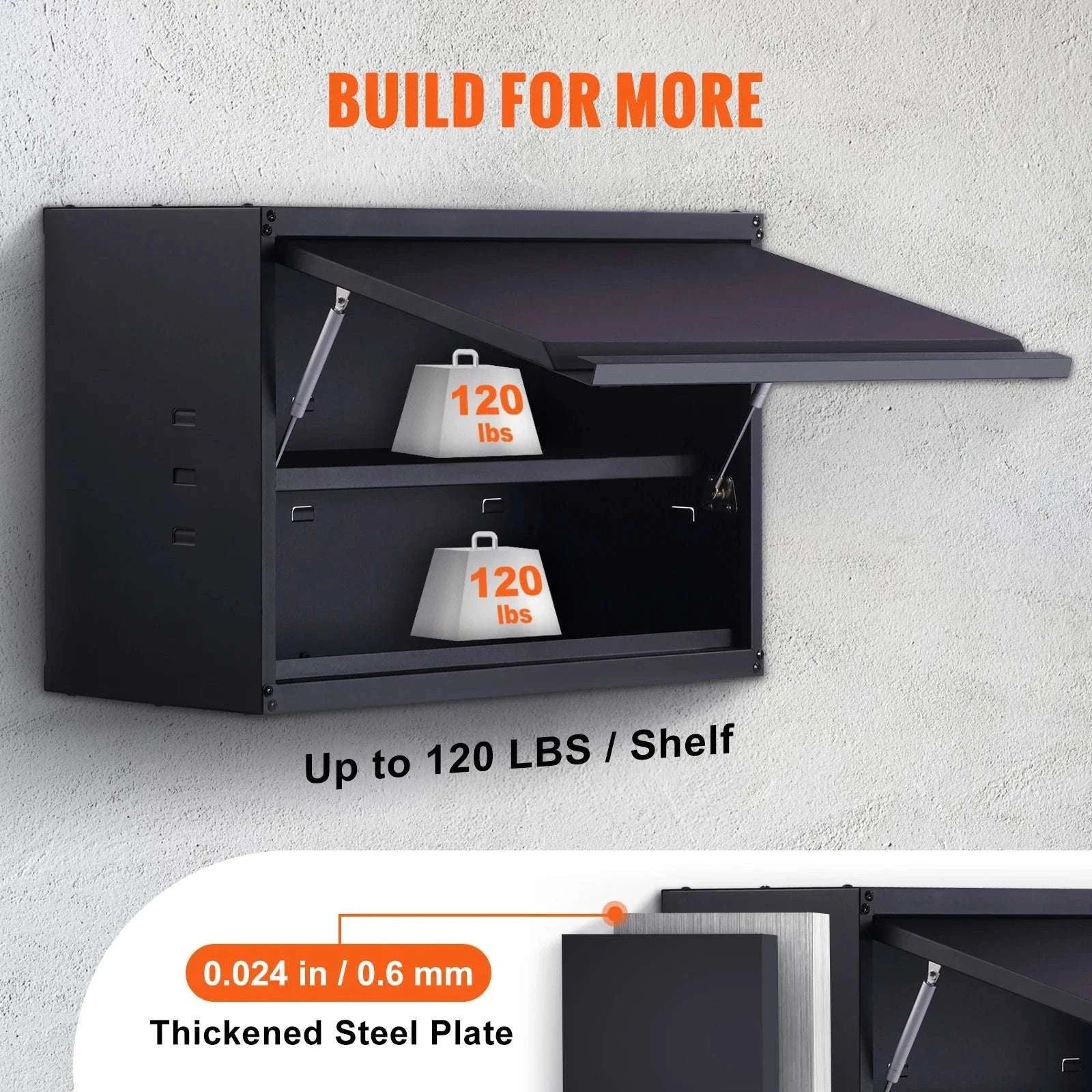 Wall-Mounted Steel Garage Storage Cabinet with Adjustable Shelf-120 lbs / france