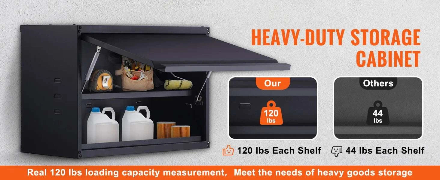 Wall-Mounted Steel Garage Storage Cabinet with Adjustable Shelf-120 lbs / france