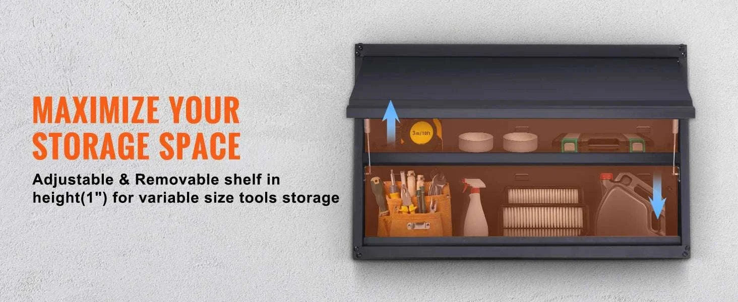 Wall-Mounted Steel Garage Storage Cabinet with Adjustable Shelf-120 lbs / france