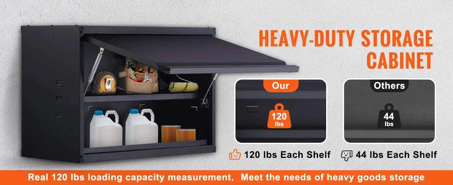 Wall-Mounted Steel Garage Storage Cabinet with Adjustable Shelf-120 lbs / france