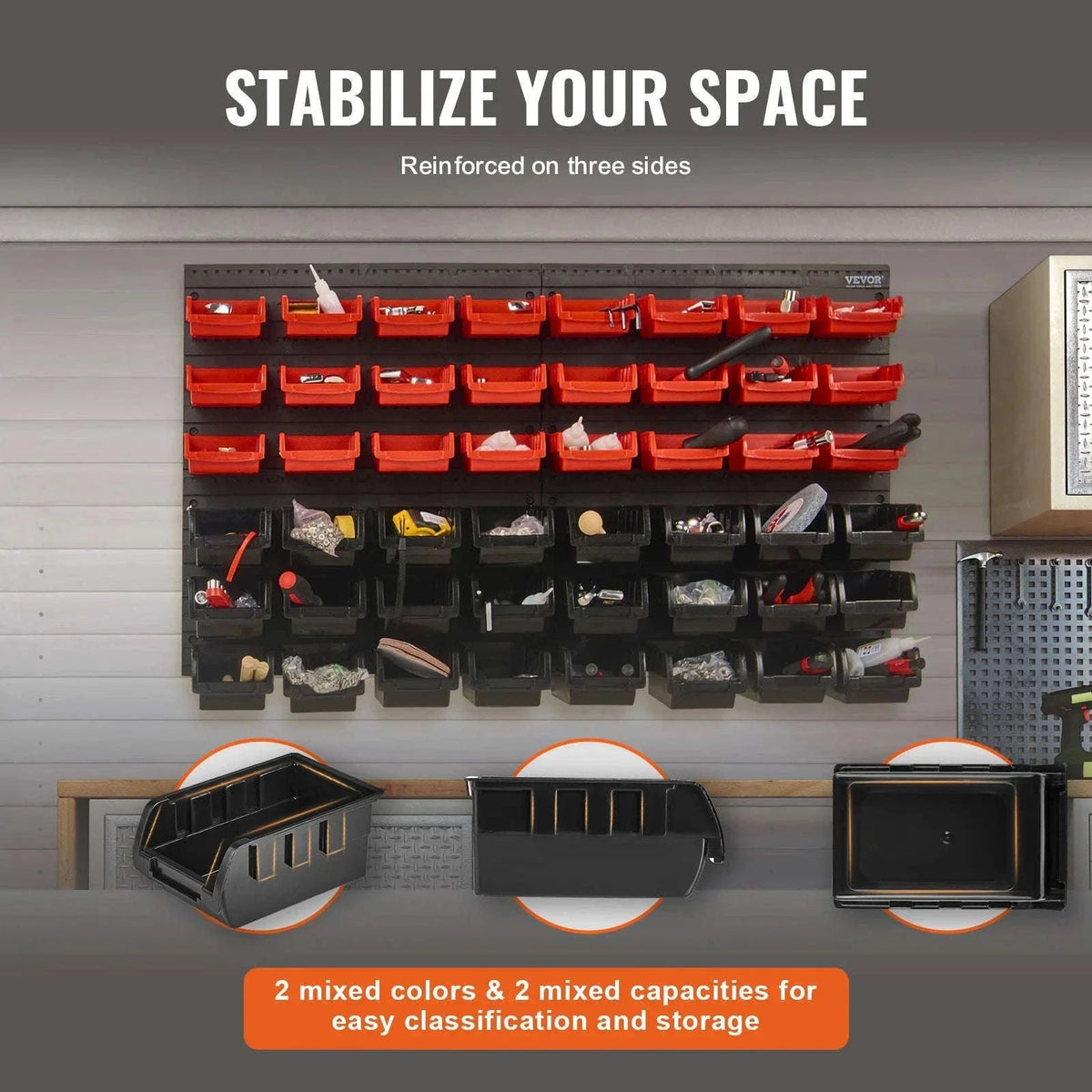 Wall Mounted Storage Bins Set with 48 Organizer Containers-48pcs / Poland