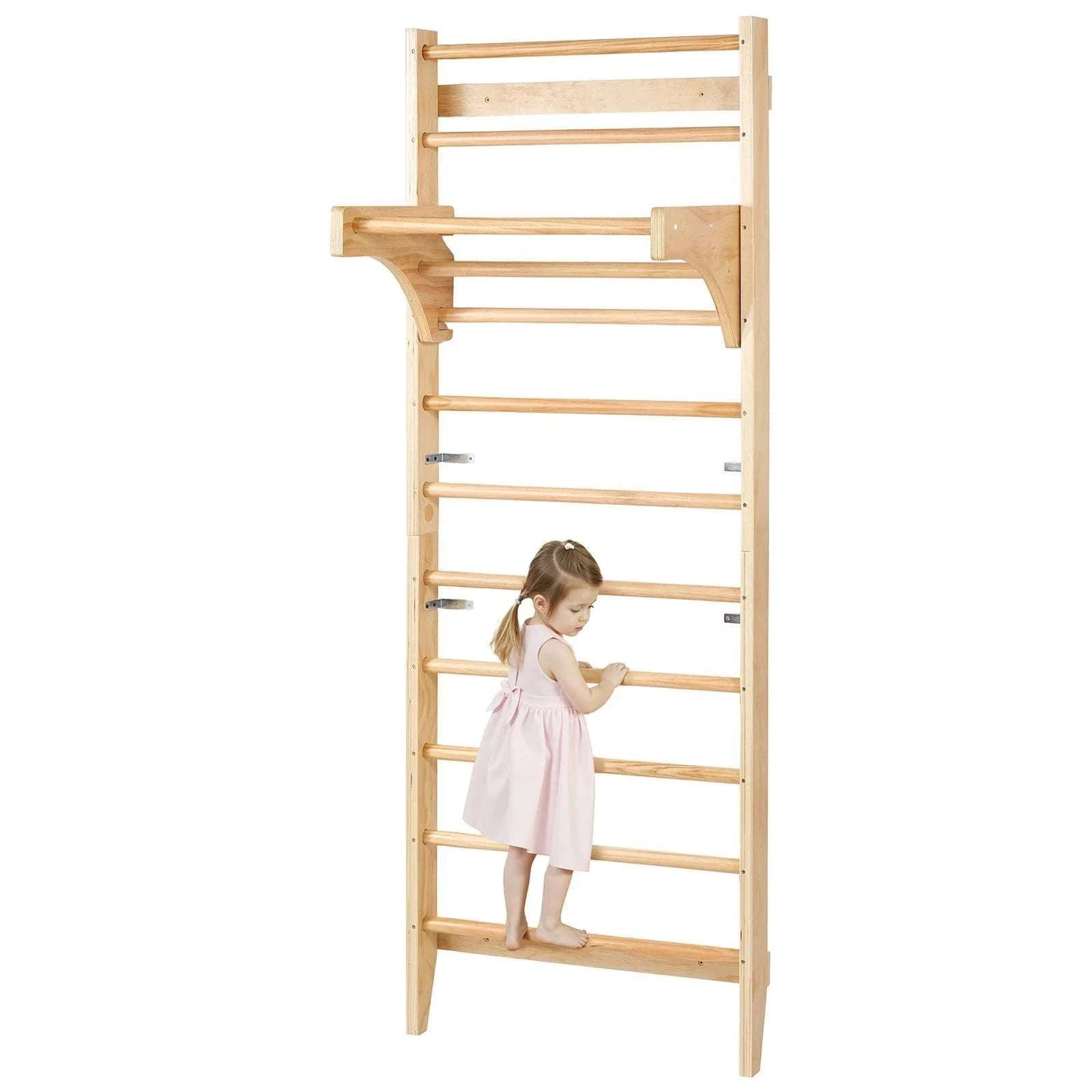 Wall-Mounted Swedish Ladder Gym for Kids & Adults (220 lbs)-15-Level / United States