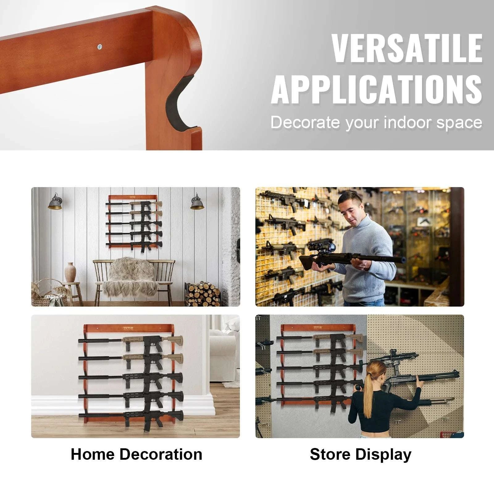 Wall Mounted Wooden Gun Rack with 5 Slots & 132 lb Capacity-4-slot / CZECH REPUBLIC
