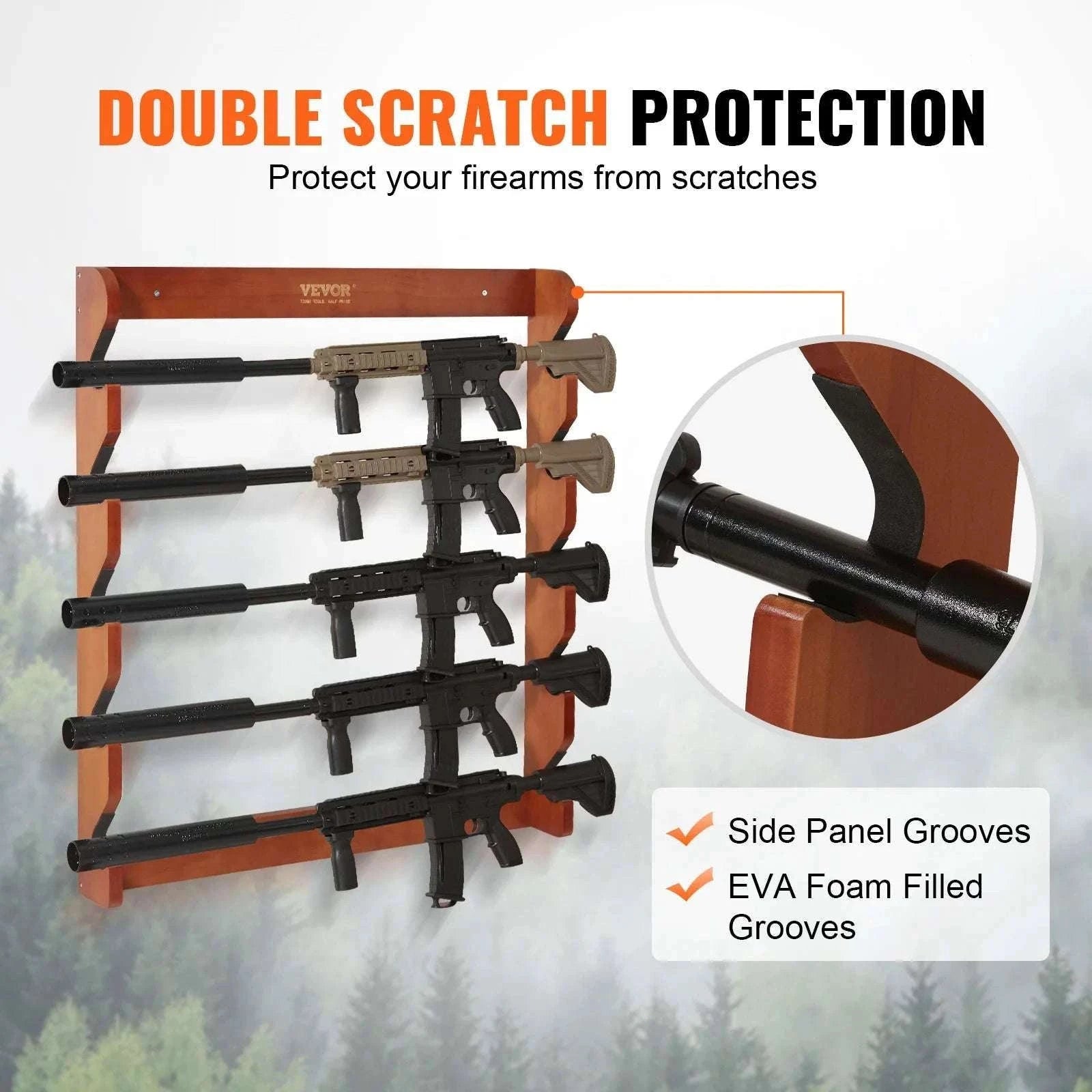 Wall Mounted Wooden Gun Rack with 5 Slots & 132 lb Capacity-4-slot / CZECH REPUBLIC