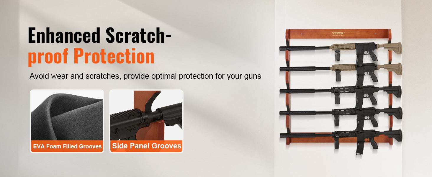 Wall Mounted Wooden Gun Rack with 5 Slots & 132 lb Capacity-4-slot / CZECH REPUBLIC