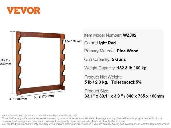 Wall Mounted Wooden Gun Rack with 5 Slots & 132 lb Capacity-4-slot / CZECH REPUBLIC