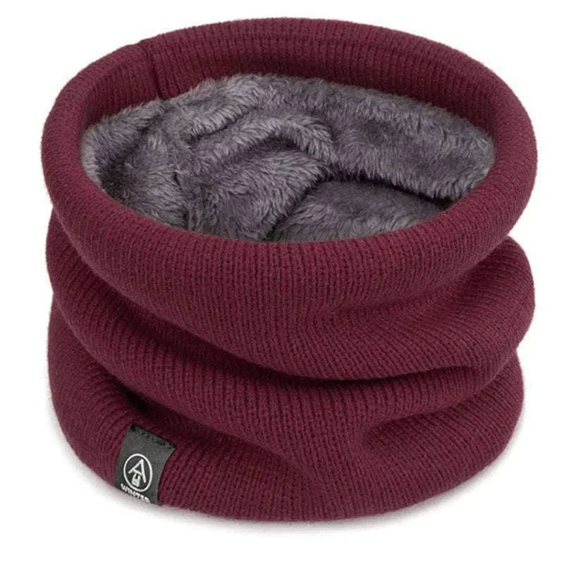 Warm Knitted Winter Neck Gaiter Scarf for Cold Weather-wine red