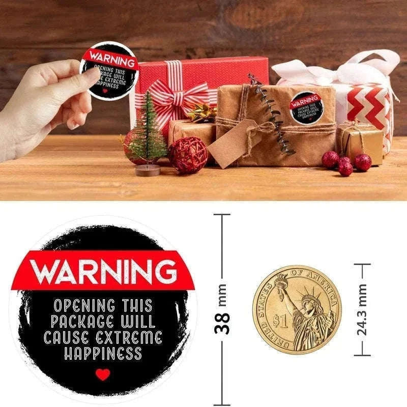 Warning Extreme Happiness Labels, Black & Pink, 120 Pack-pink