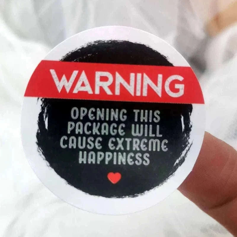 Warning Extreme Happiness Labels, Black & Pink, 120 Pack-pink
