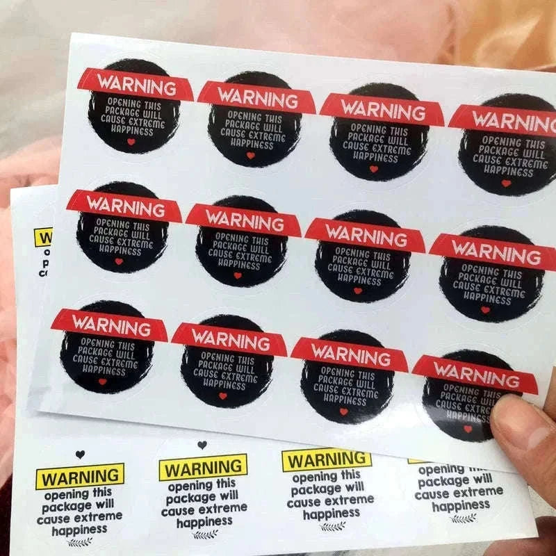 Warning Extreme Happiness Labels, Black & Pink, 120 Pack-pink