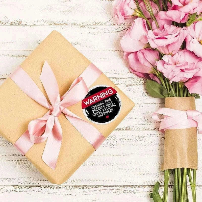 Warning Extreme Happiness Labels, Black & Pink, 120 Pack-pink