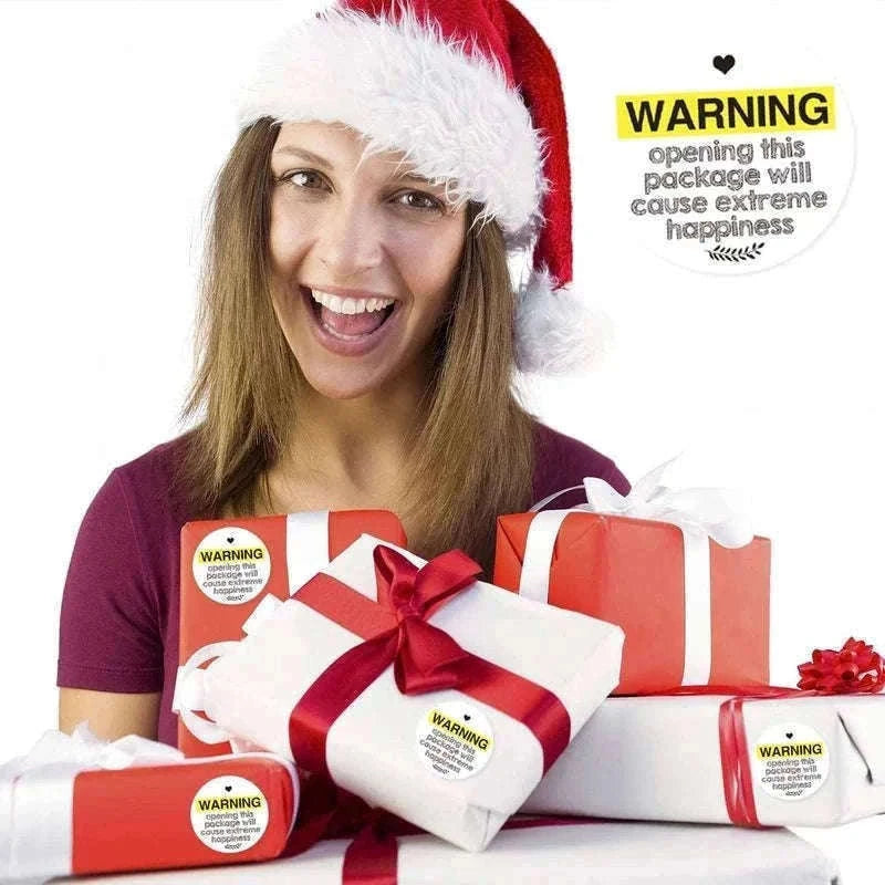 Warning Extreme Happiness Labels, Black & Pink, 120 Pack-pink