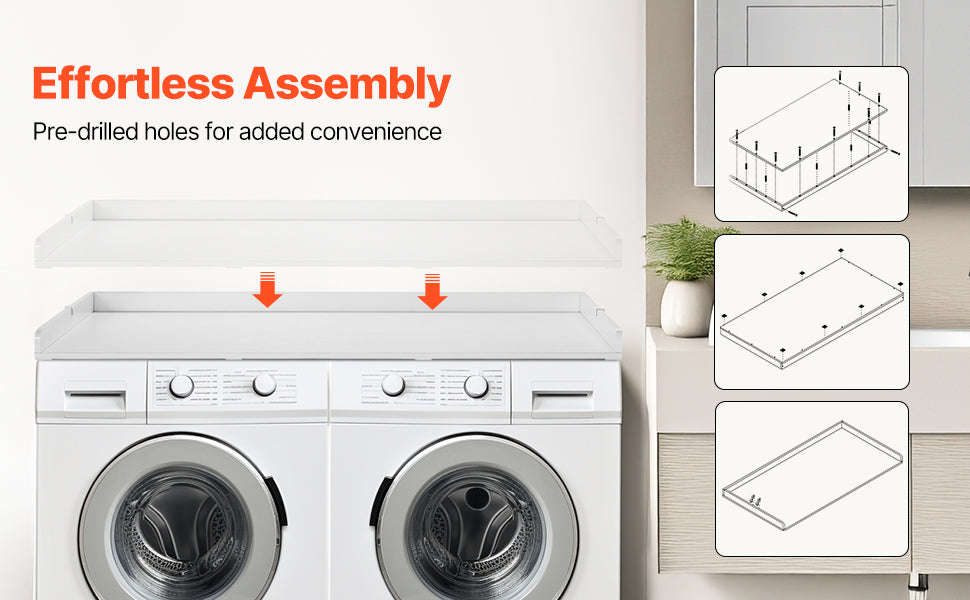 Washer Dryer Countertop with Drawer Shelf-Black Splicing Panel / france
