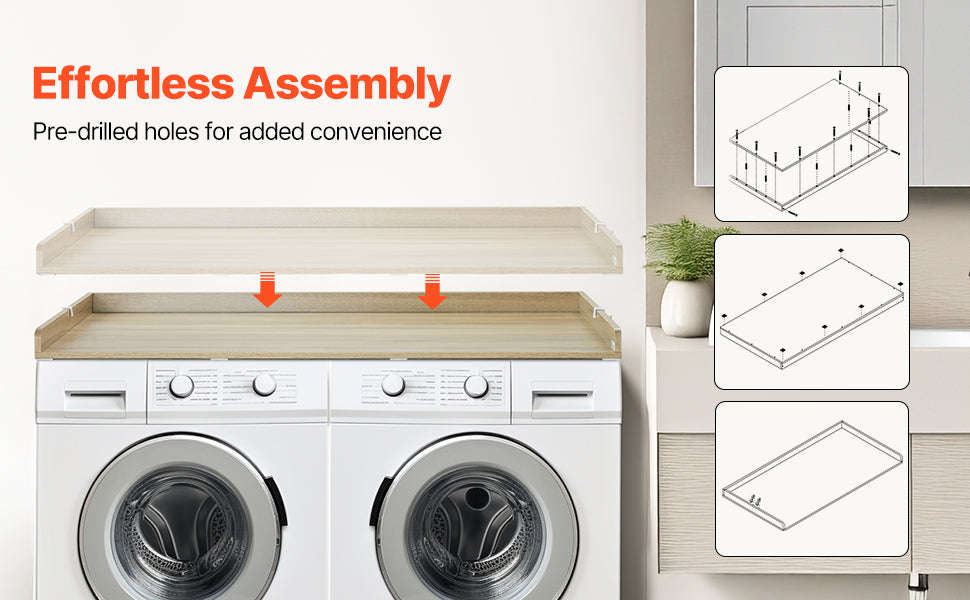 Washer Dryer Countertop with Drawer Shelf-Black Splicing Panel / france