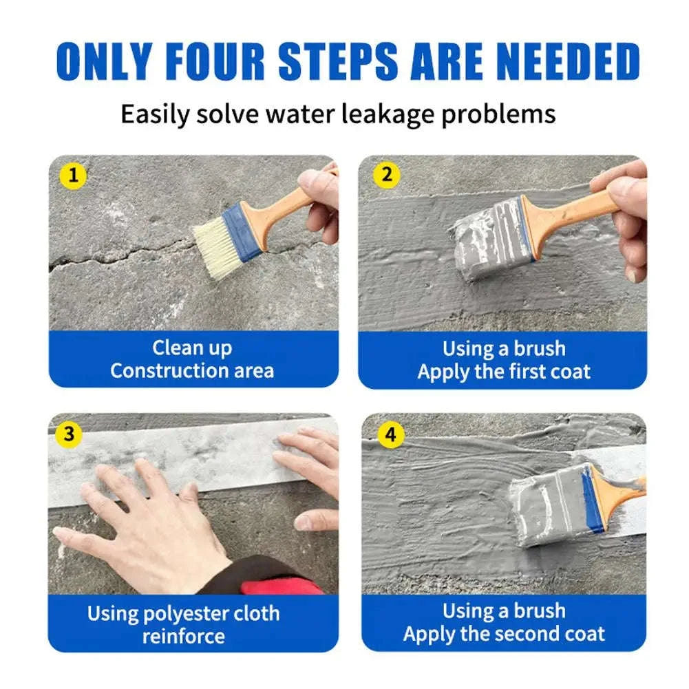 Water-Based Polyurethane Waterproof Coating for Wall & Roof Leak Repair-Black