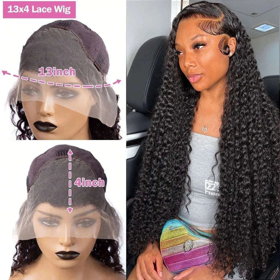 Water Curly HD Lace Wig with Deep Wave Volume-13x4 hd lace wig / United States / 34inches|200 Density