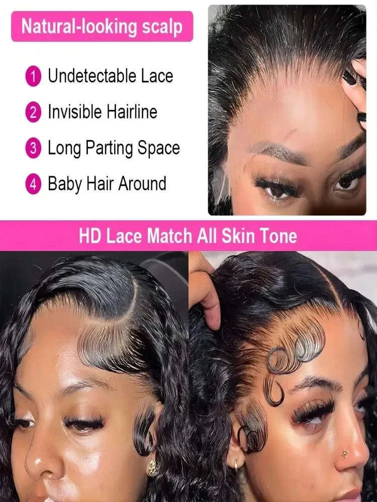 Water Curly HD Lace Wig with Deep Wave Volume-13x4 hd lace wig / United States / 34inches|200 Density
