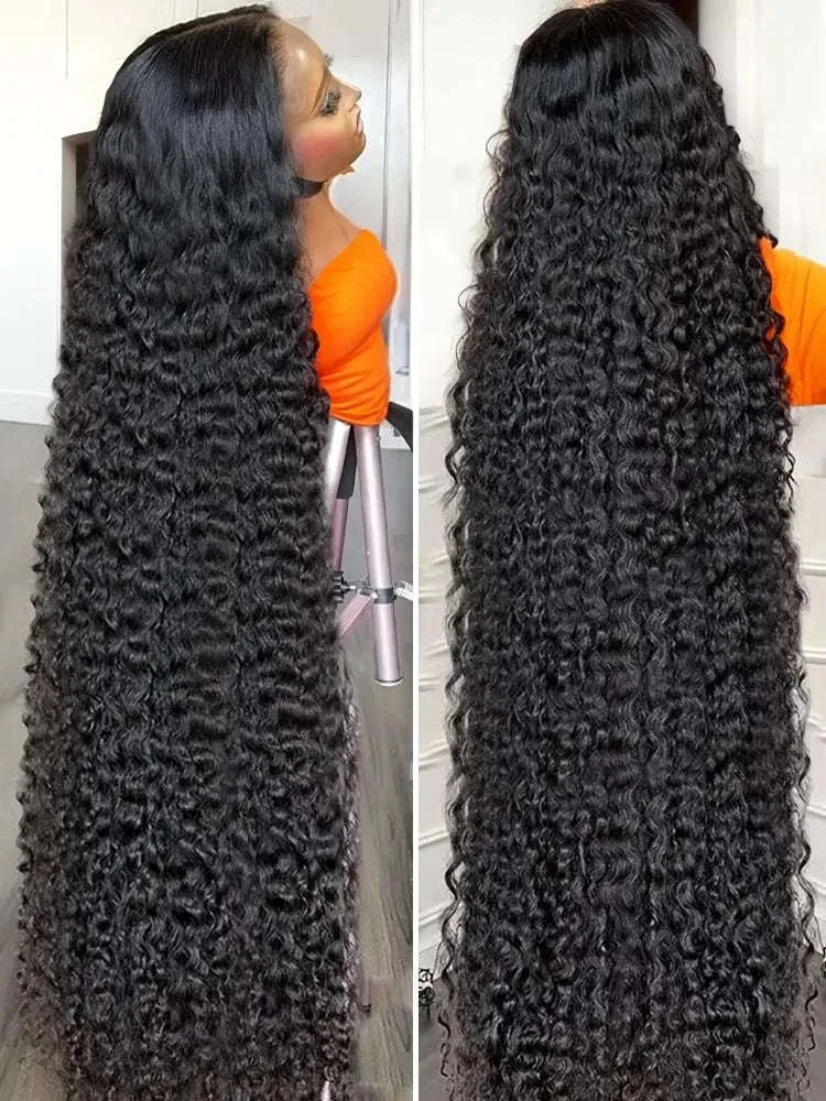 Water Curly HD Lace Wig with Deep Wave Volume-13x4 hd lace wig / United States / 34inches|200 Density