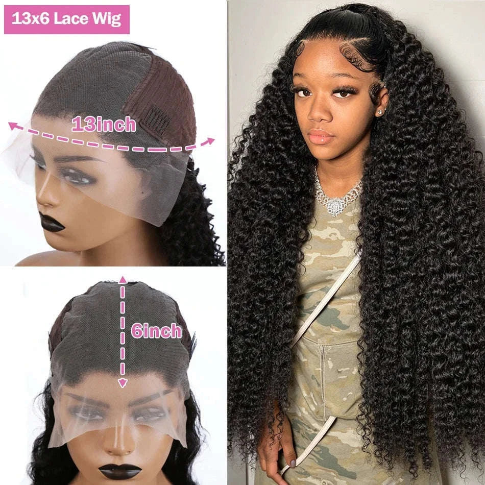 Water Curly HD Lace Wig with Deep Wave Volume-13x4 hd lace wig / United States / 34inches|200 Density