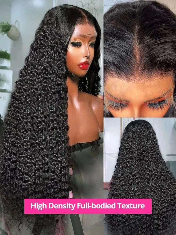 Water Curly HD Lace Wig with Deep Wave Volume-13x4 hd lace wig / United States / 34inches|200 Density