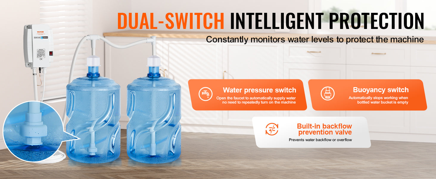 Dual 5-Gallon Bottled Water Pump System with Automatic Pressure Control