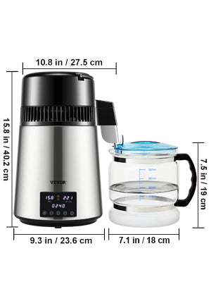 4L Home Water Distiller 1.5L/H with Touch Screen & Glass Carafe