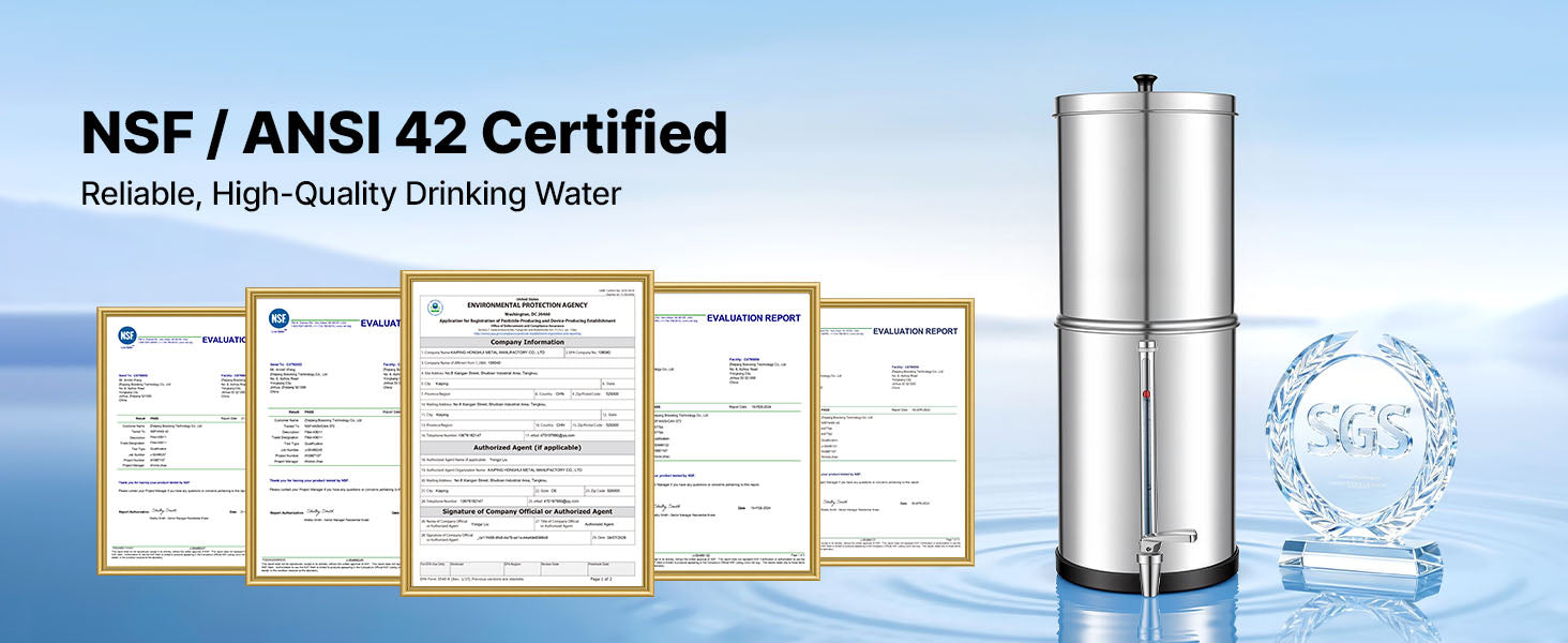 Gravity-Fed Water Filter System with 2 Carbon Filters