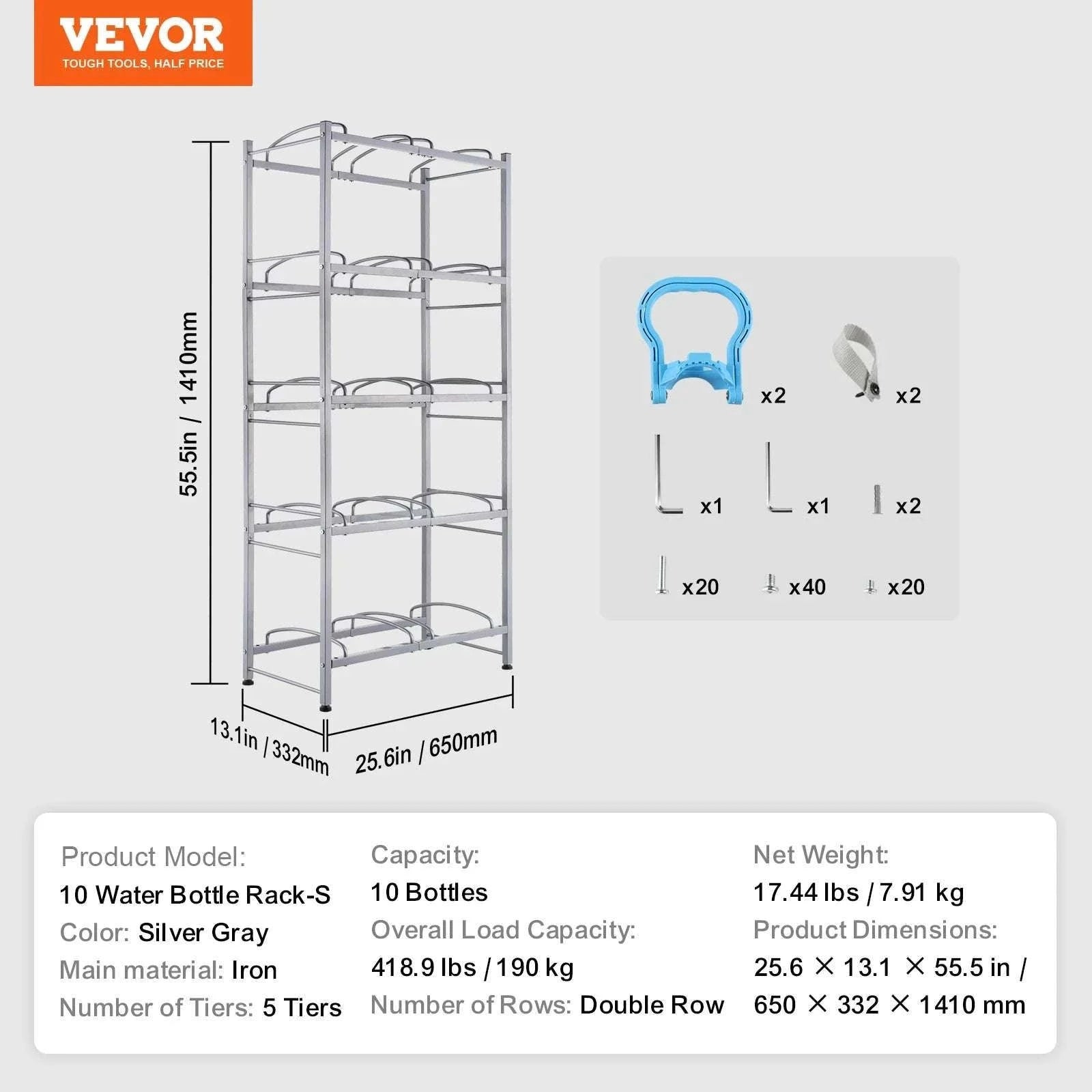 Water Jug Holder Stand 3-5 Tier Rack for 6 Bottles Storage-Silver 4layer 2 8 / United States