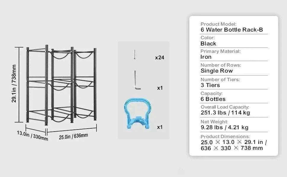Water Jug Holder Stand 3-5 Tier Rack for 6 Bottles Storage-Silver 4layer 2 8 / United States