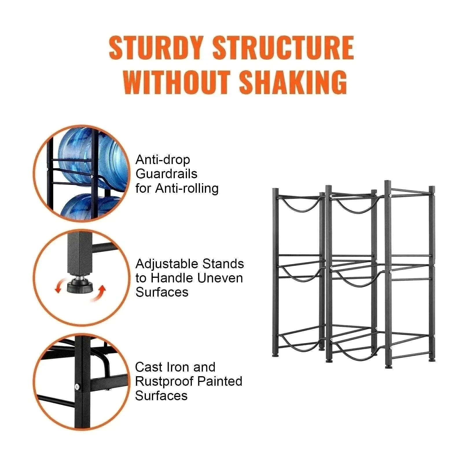 Water Jug Holder Stand 3-5 Tier Rack for 6 Bottles Storage-Silver 4layer 2 8 / United States