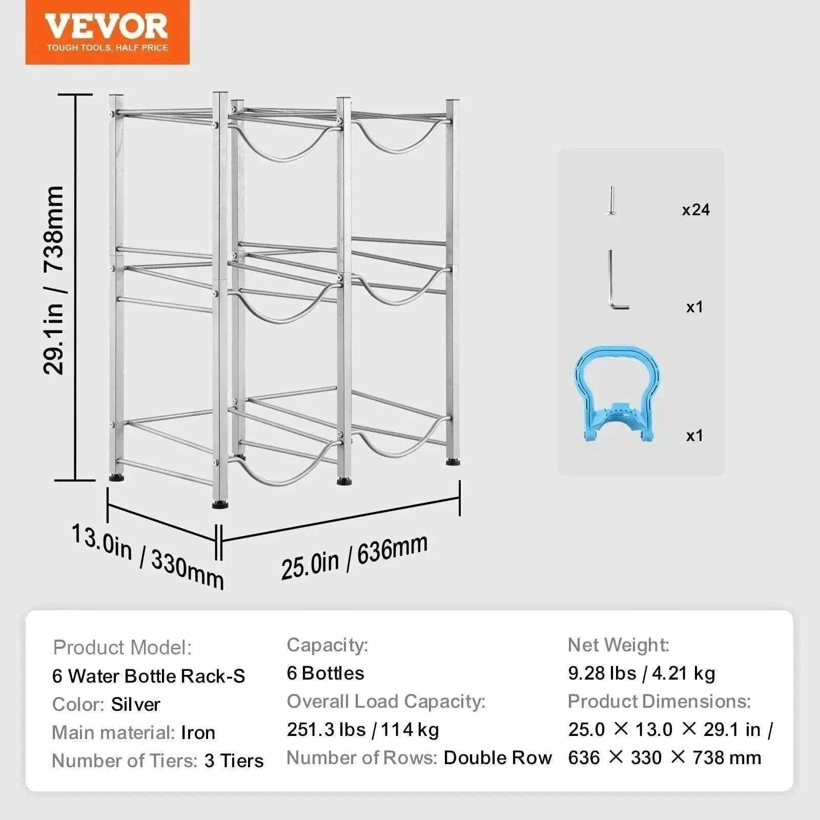 Water Jug Holder Stand 3-5 Tier Rack for 6 Bottles Storage-Silver 4layer 2 8 / United States