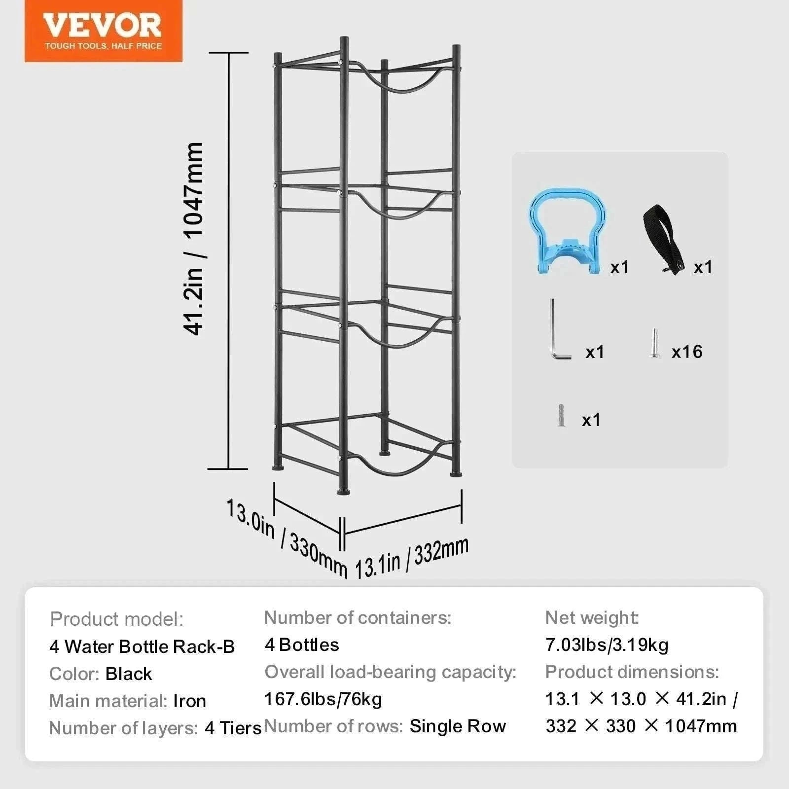 Water Jug Holder Stand 3-5 Tier Rack for 6 Bottles Storage-Silver 4layer 2 8 / United States