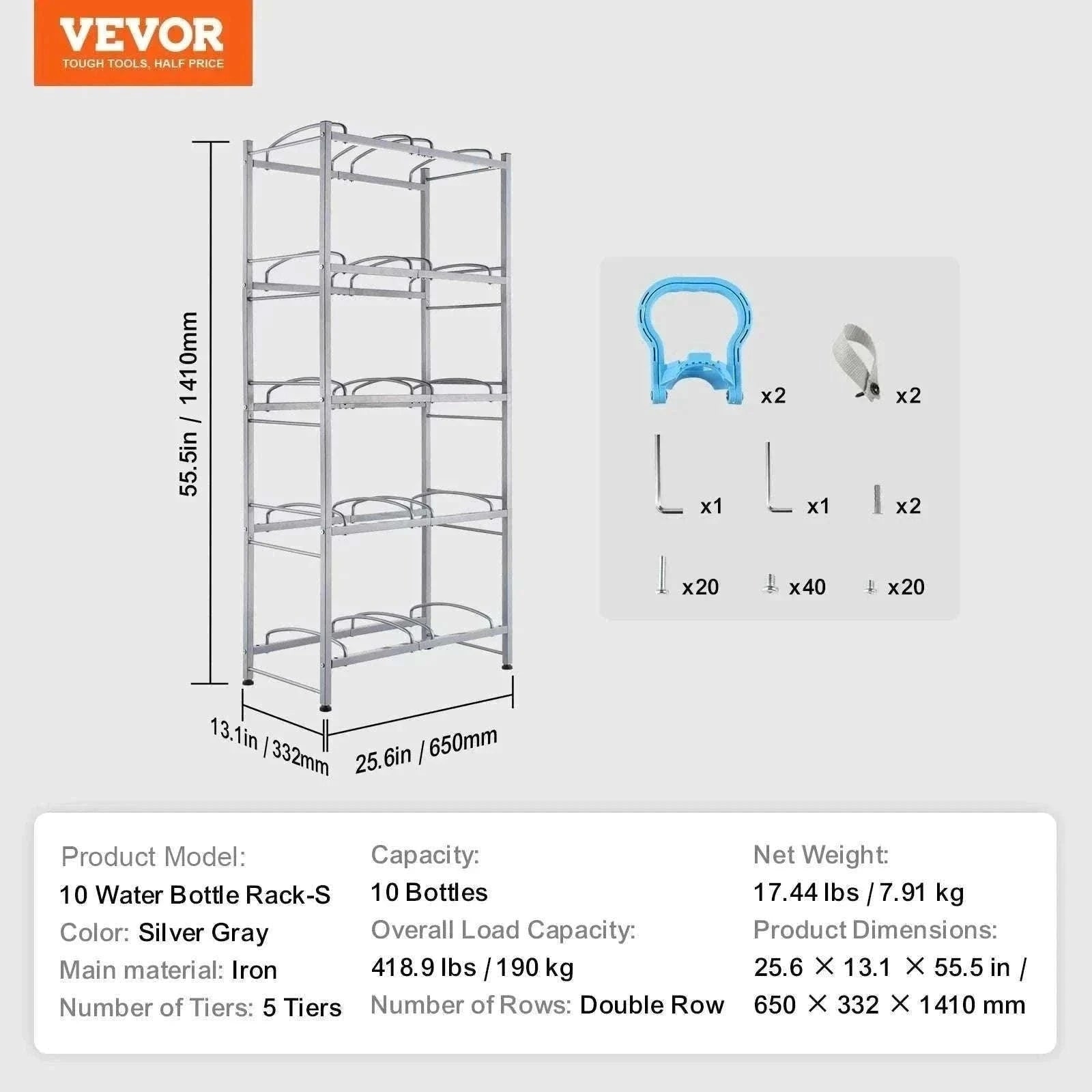 Water Jug Holder Stand 3-5 Tier Rack for 6 Bottles Storage-Silver 4layer 2 8 / United States
