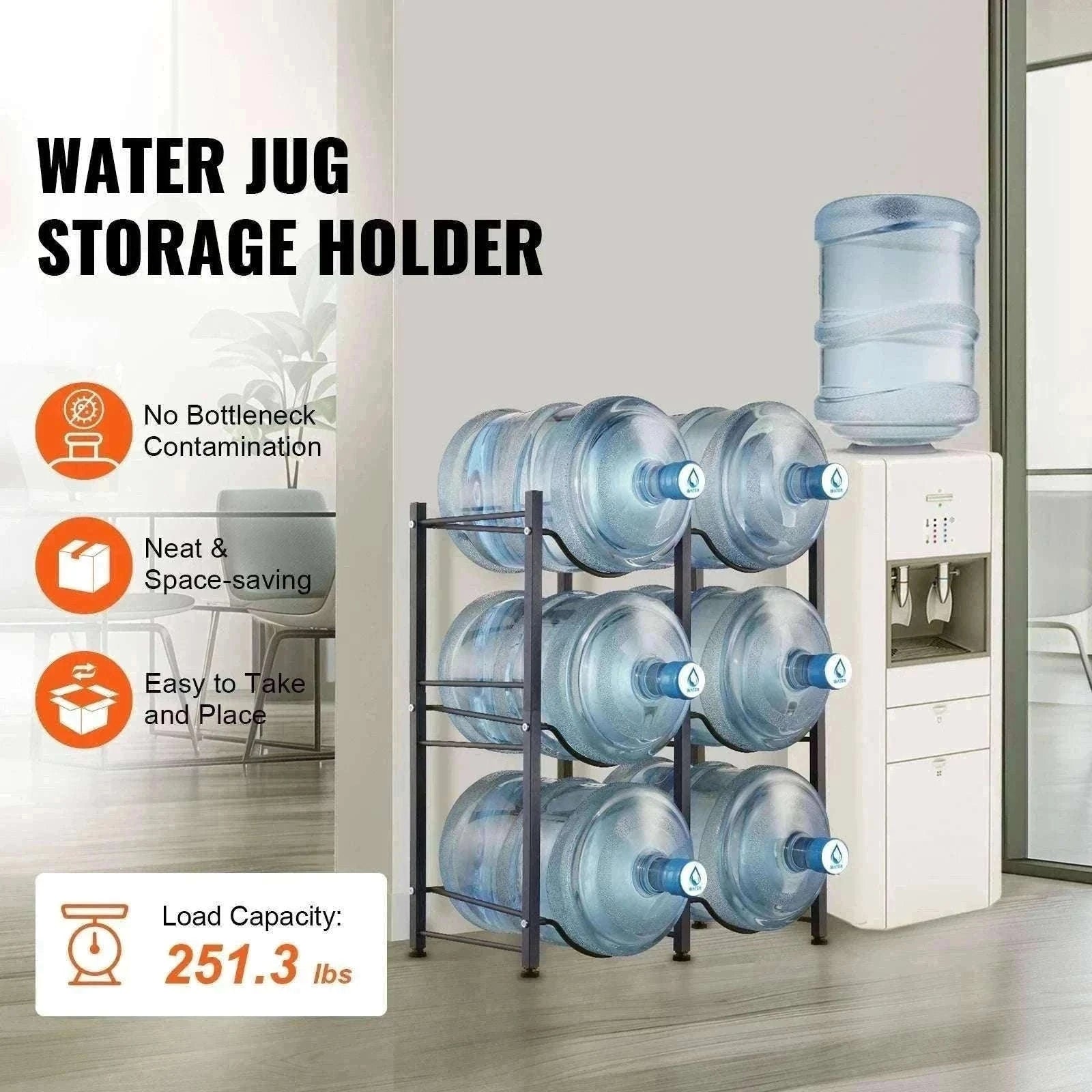 Water Jug Holder Stand 3-5 Tier Rack for 6 Bottles Storage-Silver 4layer 2 8 / United States