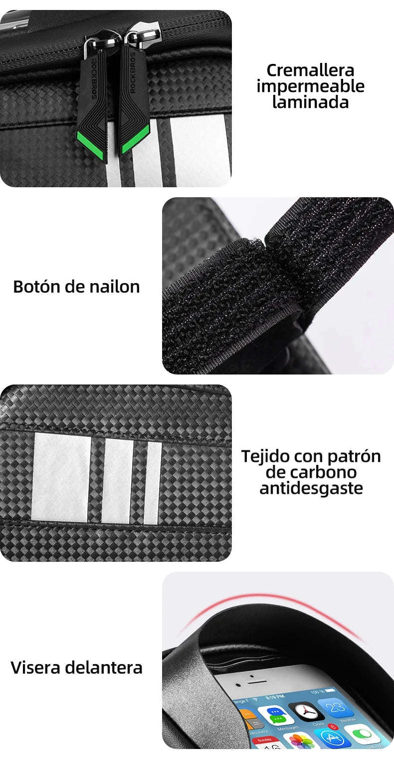 Water-Resistant Bike Frame Bag with Touch Screen Phone Holder-B68 6.8 inch / about 1.7L